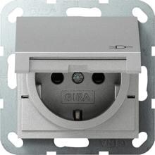 Gira 041426 SCHUKO-Steckdose 16 A 250 V~ mit Klappdeckel, integriertem erhöhten Berührungsschutz (Shutter) und Symbol, System 55, aluminium