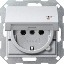 Gira 276326 SCHUKO-Steckdose 16 A 250 V~ mit Klappdeckel, Kontrolllicht, integriertem erhöhten Berührungsschutz (Shutter) und Symbol, System 55, Aluminium