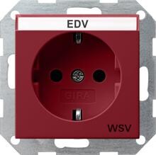 SCHUKO-Steckdose 16 A 250 V~ mit Beschriftungsfeld mit roter Abdeckung für WSV (weitere Sicherheitsversorgung) Gira 047402