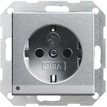 Gira 117026 SCHUKO-Steckdose 16 A 250 V~ mit LED-Orientierungsleuchte, integriertem erhöhten Berührungsschutz (Shutter) und Symbol, System 55, aluminium