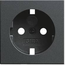 Gira 092128 Abdeckung für SCHUKO-Steckdose 16 A 250 V~ mit integriertem erhöhten Berührungsschutz (Shutter) und Symbol, System 55, anthrazit