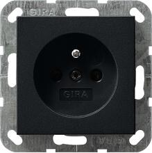Gira 0485005 Steckdose mit Erdungsstift 16 A 250 V~, integriertem erhöhten Berührungsschutz (Shutter) und Symbol, System 55, schwarz matt
