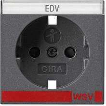 Gira 0923228 Abdeckung Schuko, mit Beschriftungsfeld, erhöhter Berührungsschutz, Symbol Shutter, Aufdruck WSVSystem 55, anthrazit