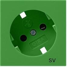 Gira 0926107 Abdeckung Schuko 30°, Symbol Shutter, Aufdruck SV, System 55, grün