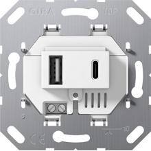 Gira 234900 Einsatz USB-Spannungsversorgung 2fach Typ A / Typ C, System 55, weiß