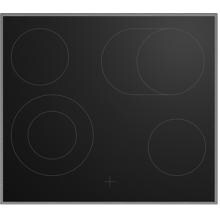Beko HUC 64003 X Herdgebundenes Glaskeramik-Kochfeld, 60 cm breit, 4 Kochzonen mit Zweikreis- und Bräterzone, Edelstahlrahmen, Schwarz
